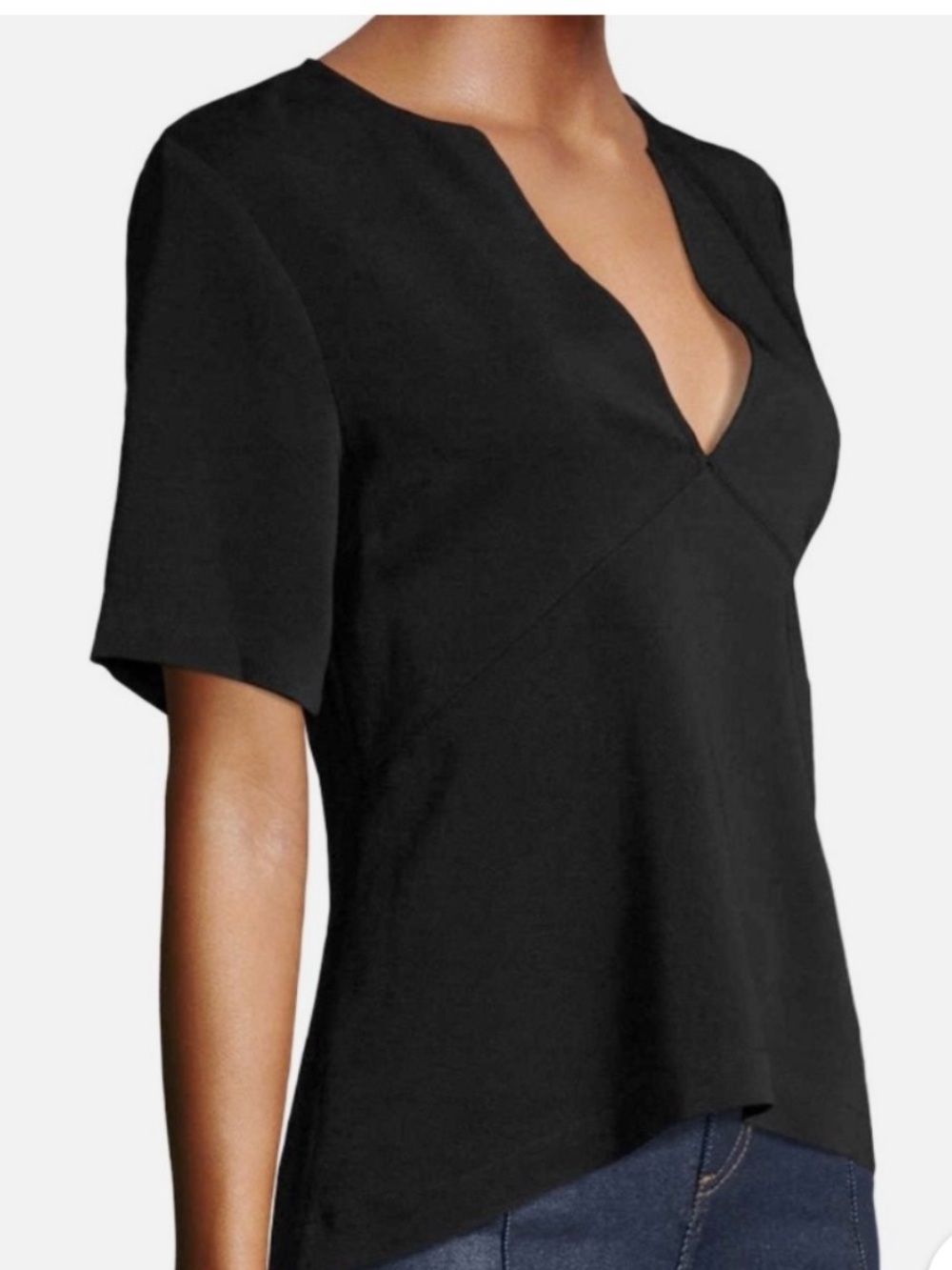 A.L.C. Clarissa Black Deep V Neck Short Sleeve Blouse Top Size 4
Minimalist